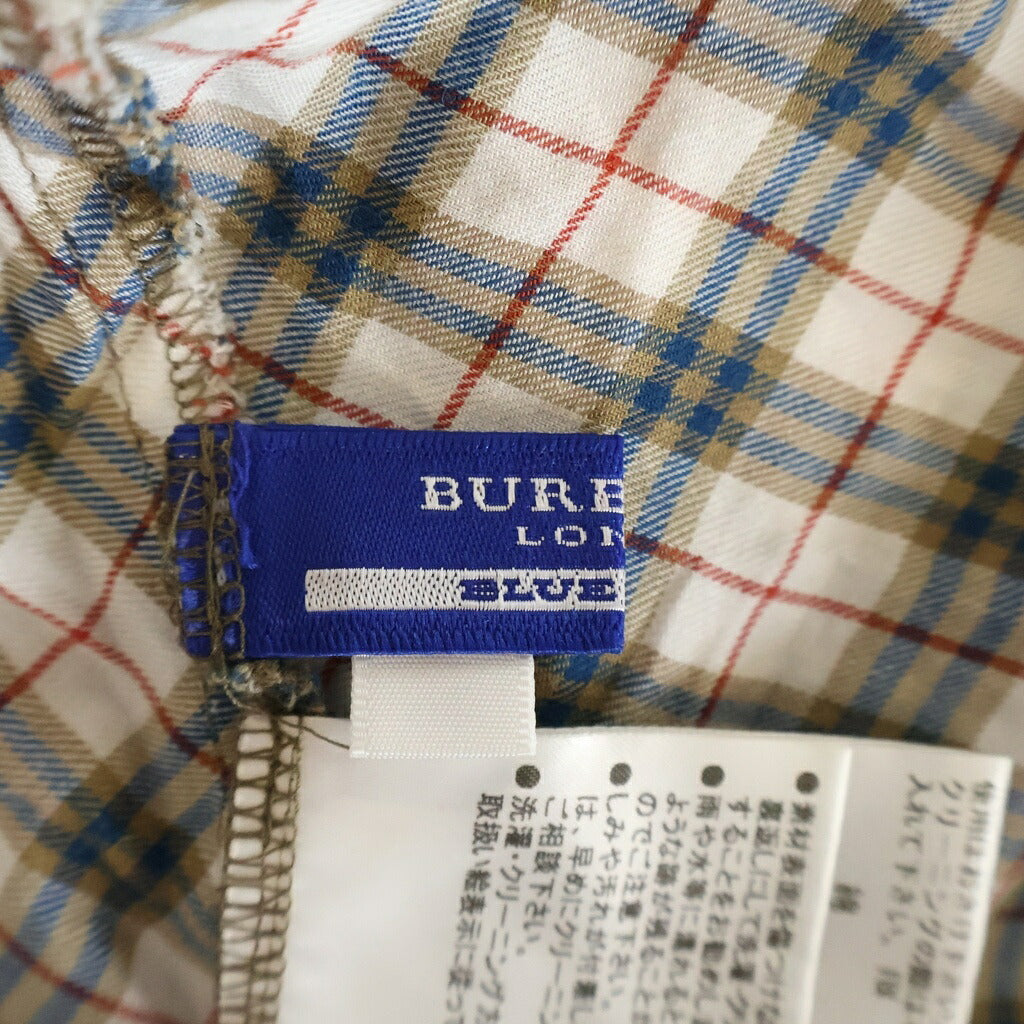 BURBERRY BLUE LABEL(バーバリーブルーレーベル) ブラウス 半袖 トップス リボンタイ ノバチェック コットン マルチカラー E1M14-415-02