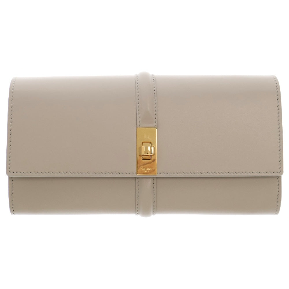 CELINE(セリーヌ) 16 セーズ ラージ ウォレット シャイニーカーフスキン アイボリー 長財布 ゴールド金具