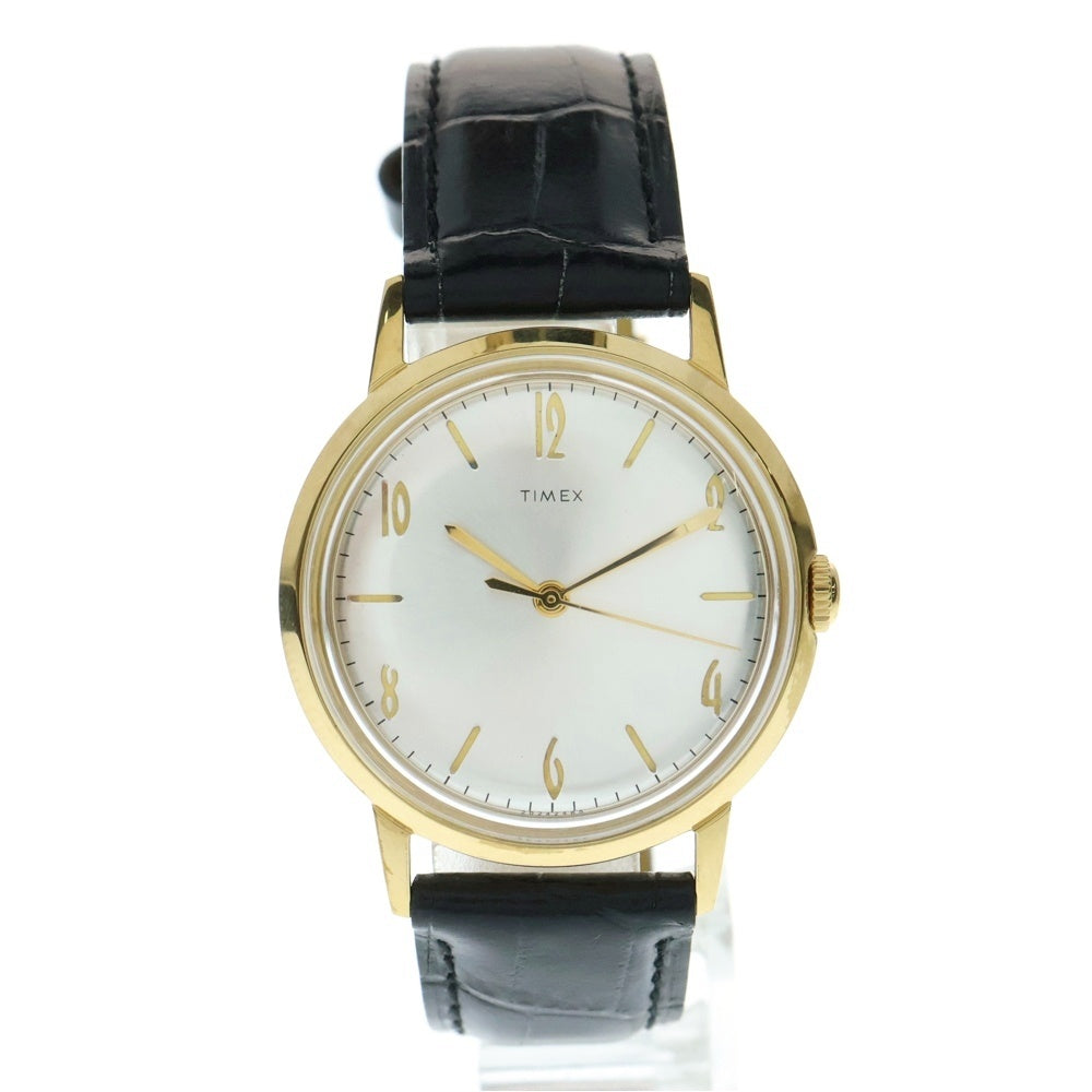 TIMEX(タイメックス) マーリン シルバー文字盤 腕時計 ウォッチ ブラック ゴールド SS×社外レザー/手巻き 2022/01/05 TW2T18400