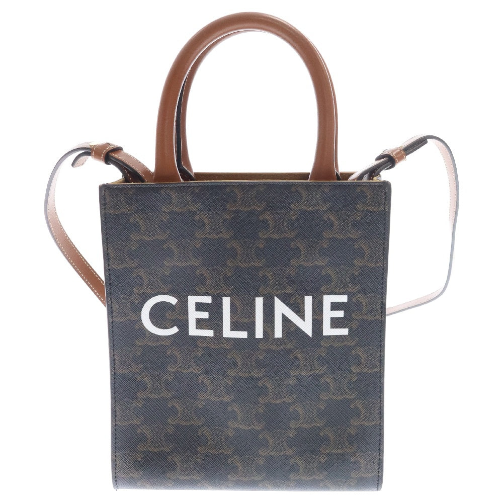 CELINE(セリーヌ) トリオンフ　バーティカルカバミニ　ショルダーバッグ　ブラウン　PVC×レザー
