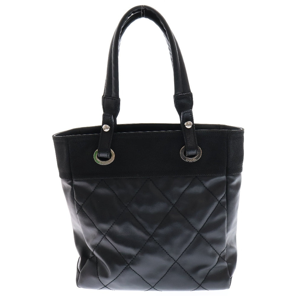 CHANEL(シャネル) パリビアリッツPM ココマークコーティングキャンバスレザーハンドバッグ ブラック レディース