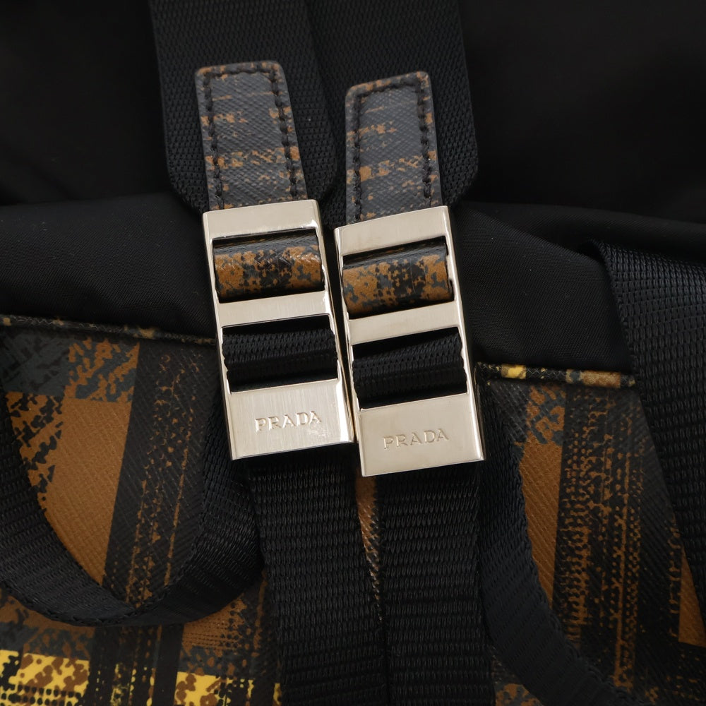 PRADA(プラダ) バックパック リュックサック ブラウン×ブラック ナイロン シルバー金具 1BZ038