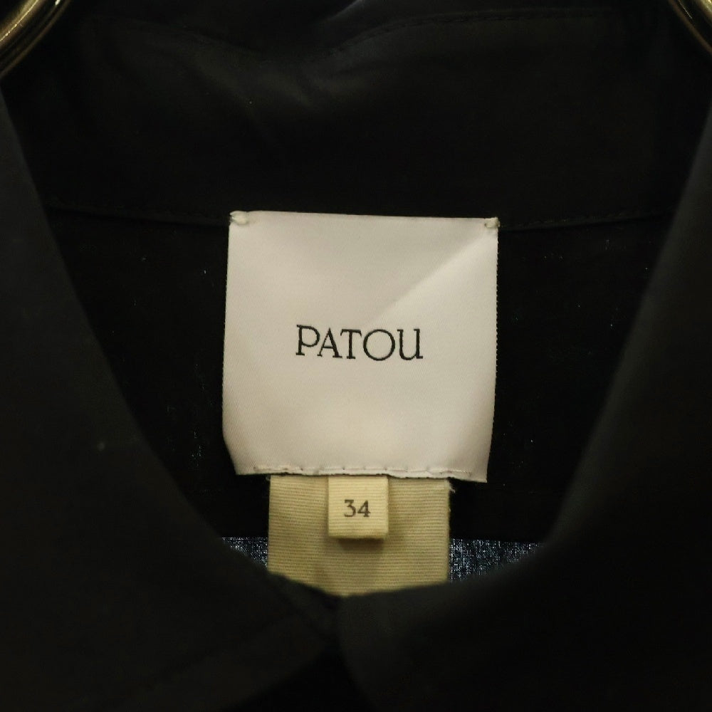 PATOU(パトゥー) Ruffle mini shirt dress ベルト付 フリル ミニシャツドレス ブラック レディース DR1360017999B