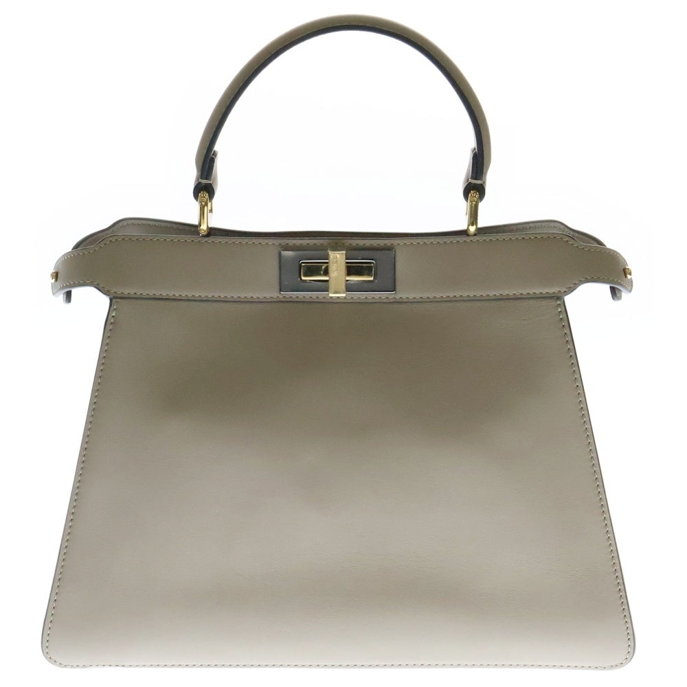 FENDI(フェンディ) ピーカブー アイシーユー ミディアム 2WAY レザー ショルダーバッグ ハンドバッグ ベージュ レディース 8BN321