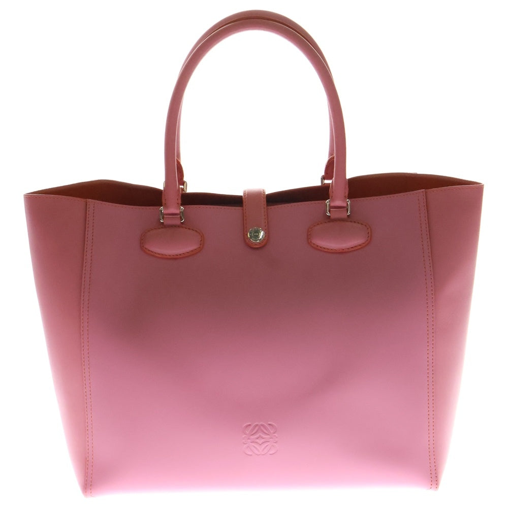 LOEWE(ロエベ) レオ トートバッグ ハンドバッグ シルバー金具 ピンク×オレンジ/レザー