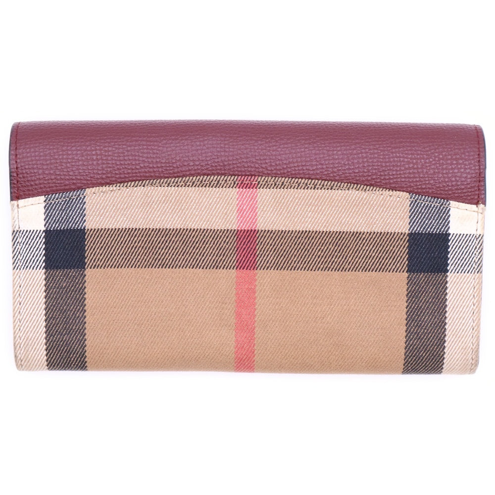 BURBERRY(バーバリー) ノバチェック 長財布 ロングウォレット カードケース ベージュ×ボルドー マルチカラー レザー