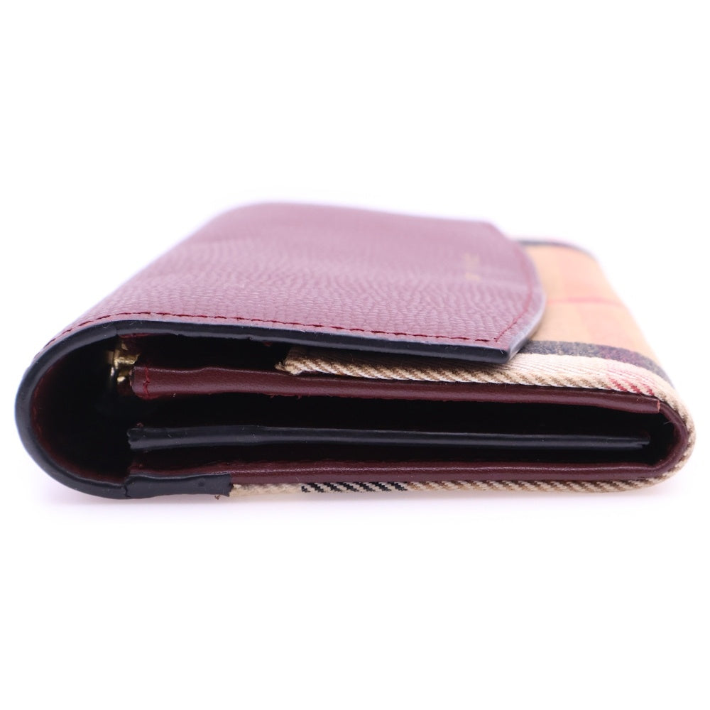 BURBERRY(バーバリー) ノバチェック 長財布 ロングウォレット カードケース ベージュ×ボルドー マルチカラー レザー