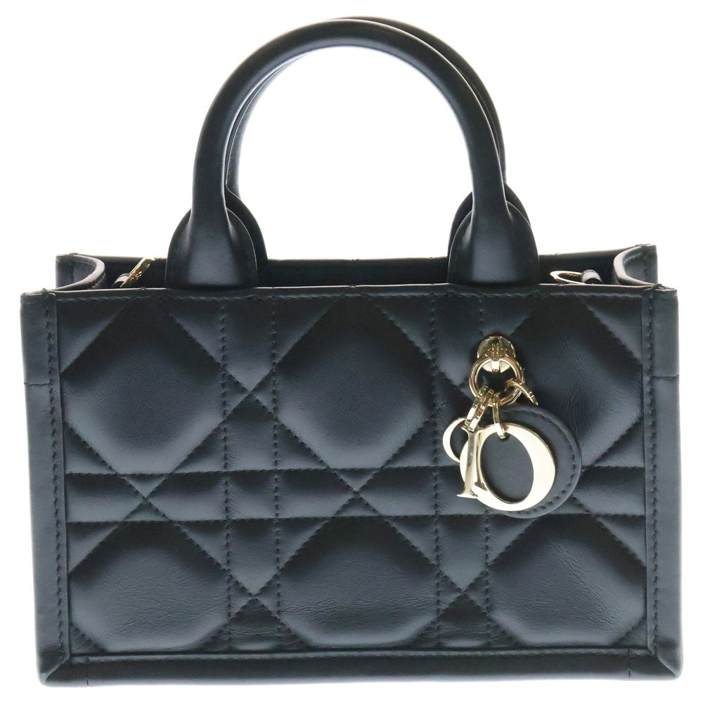 Christian Dior(クリスチャンディオール) Book Tote mini ブックトートミニ マクロカナージュ 2WAY レザーハンドバッグ ショルダーバッグ ブラック レディース S5573OWHP_M900