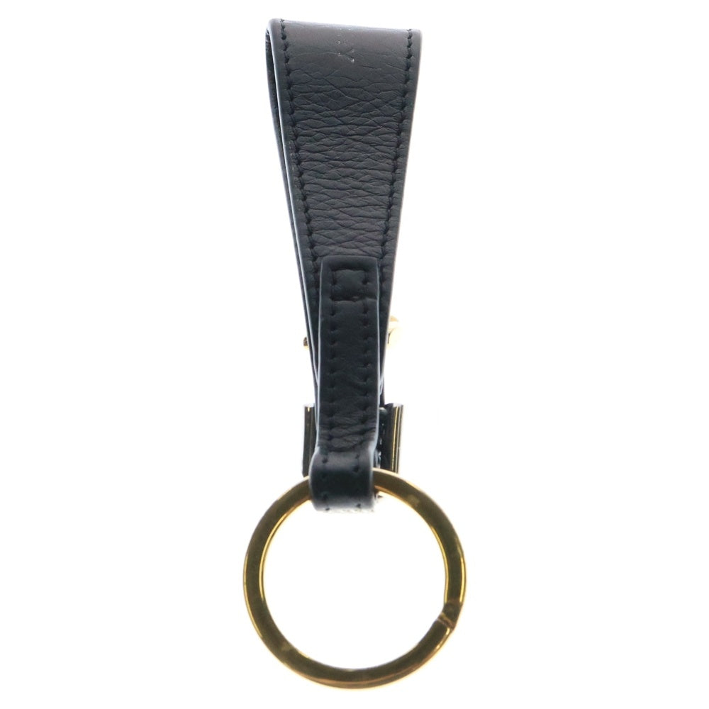 GIVENCHY(ジバンシィ) ロゴプリント レザー キーホルダー シルバー/ゴールド金具 ブラック
