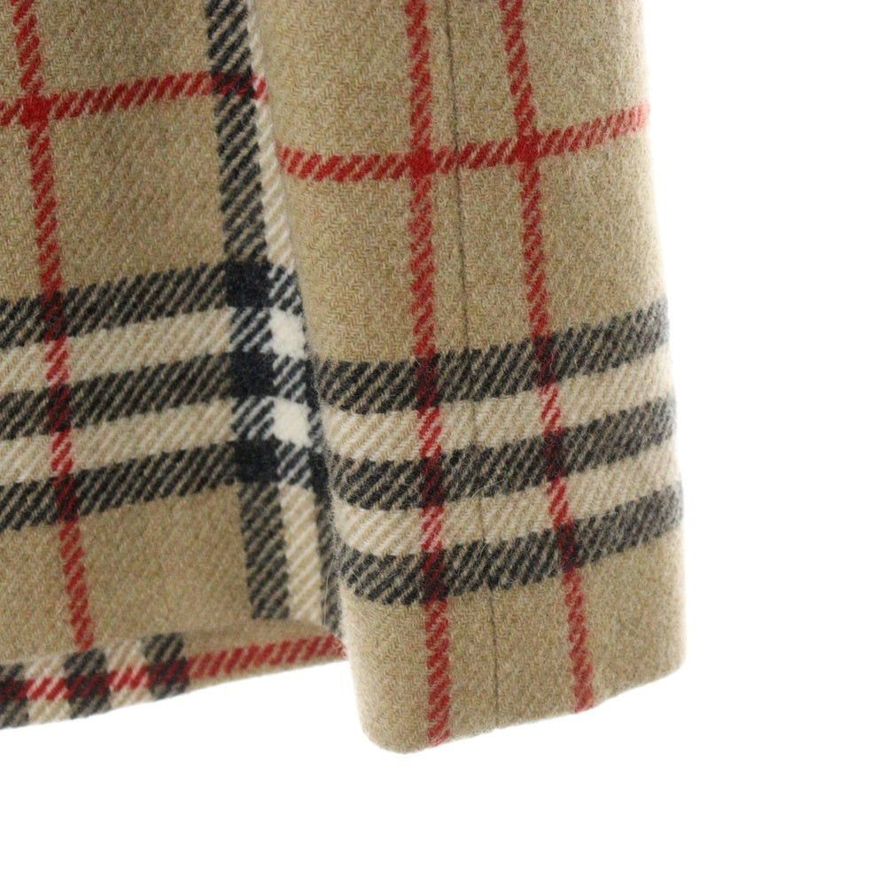 BURBERRY(バーバリー) ノバチェック 総柄 アルパカ混 ウール ボタンデザイン プリーツ ミディアム フレアスカート ベージュ レディース FX087-065-50