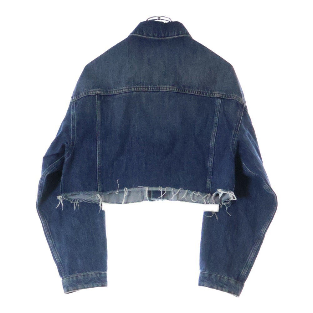 miumiu(ミュウミュウ) ロゴ クロップド デニムジャケット ショート丈 ブルー レディース GWB148