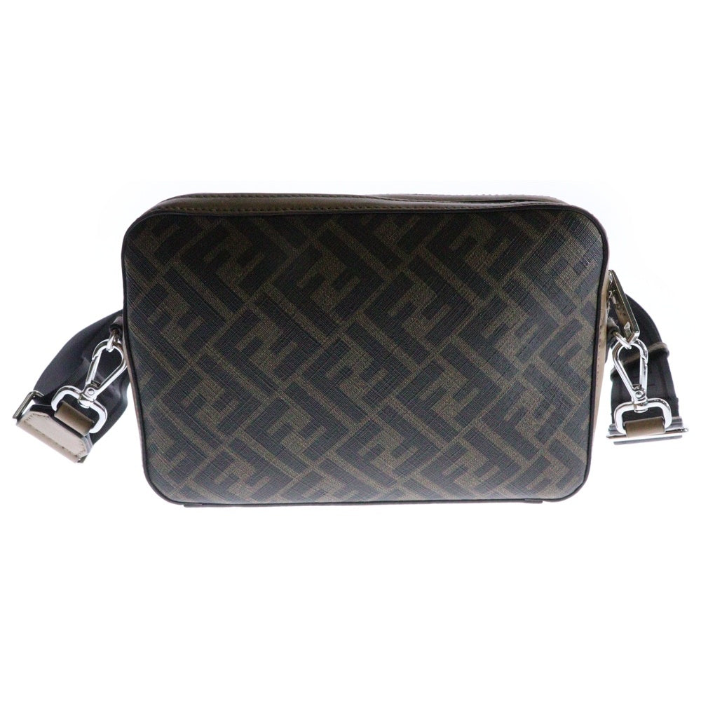 FENDI(フェンディ) ダイアゴナル カメラバッグ ショルダーバッグ ミニバッグ シルバー金具 ブラック×ブラウン 7M0286