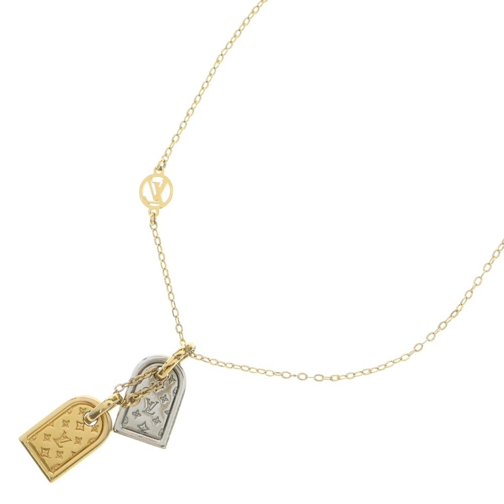 LOUIS VUITTON(ルイヴィトン) ナノグラム ミニチュアネームタグ ネックレス ペンダント ゴールド×シルバー M63141