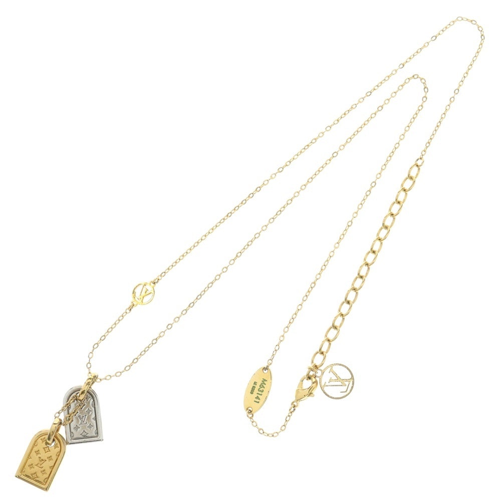 LOUIS VUITTON(ルイヴィトン) ナノグラム ミニチュアネームタグ ネックレス ペンダント ゴールド×シルバー M63141