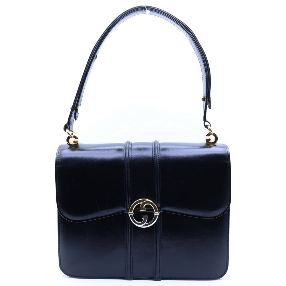 GUCCI(グッチ) オールドグッチ ショルダーバック ハンドバッグ ブラック ゴールド金具 レザー