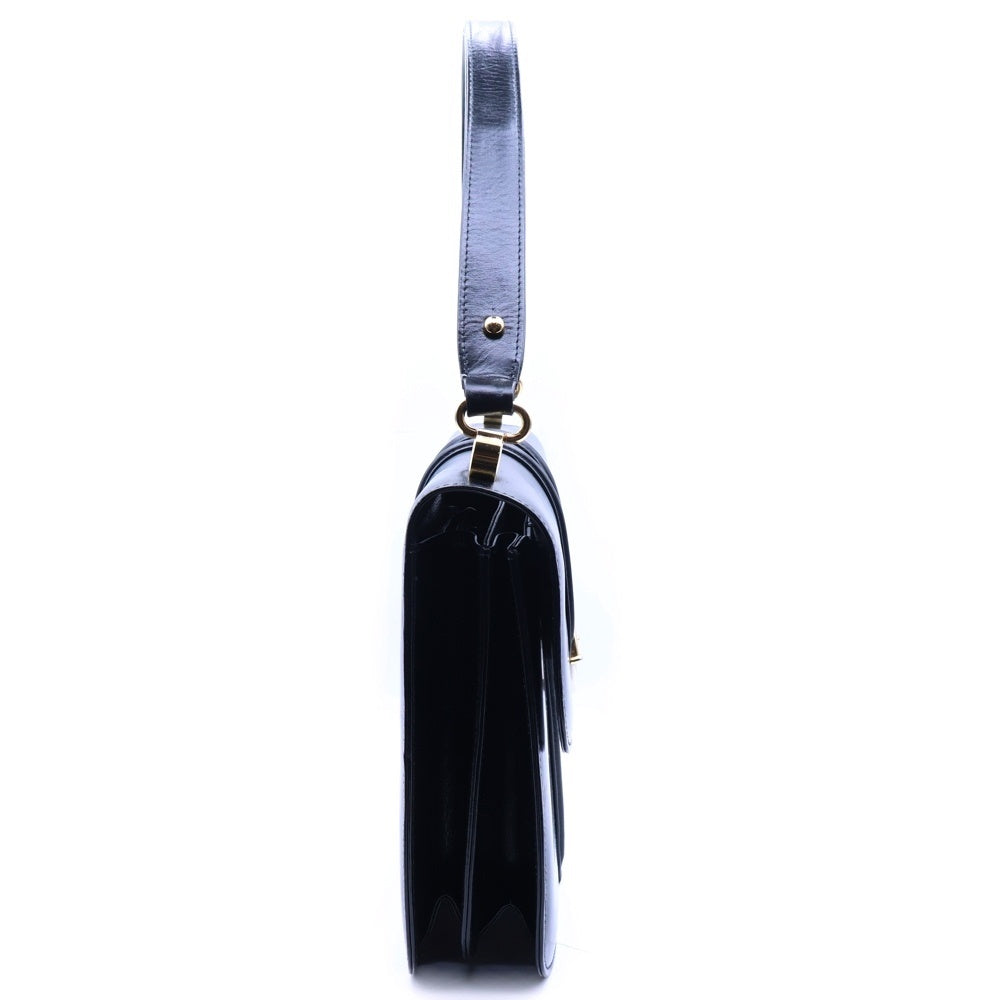 GUCCI(グッチ) オールドグッチ ショルダーバック ハンドバッグ ブラック ゴールド金具 レザー