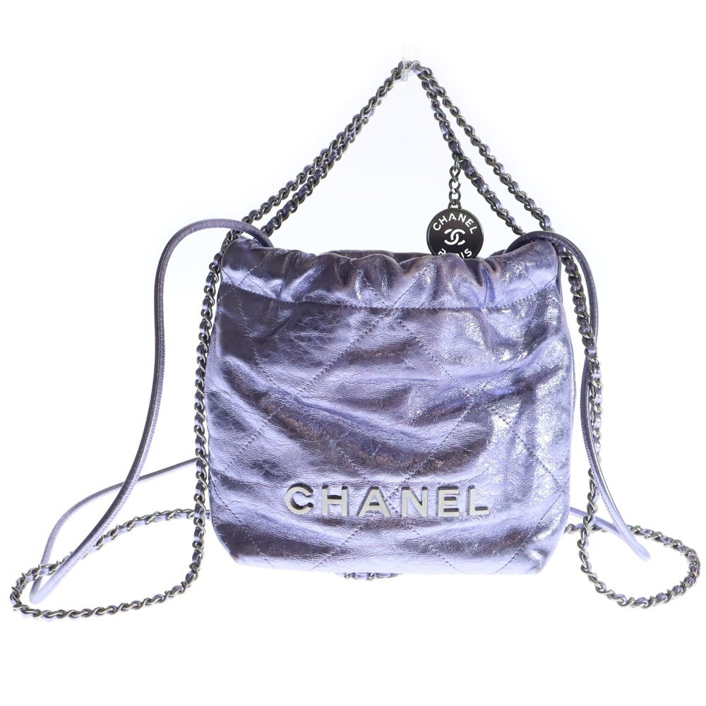 CHANEL(シャネル) シャネル22 ココマーク カーフスキン ミニチェーンショルダーバッグ パープル レディース