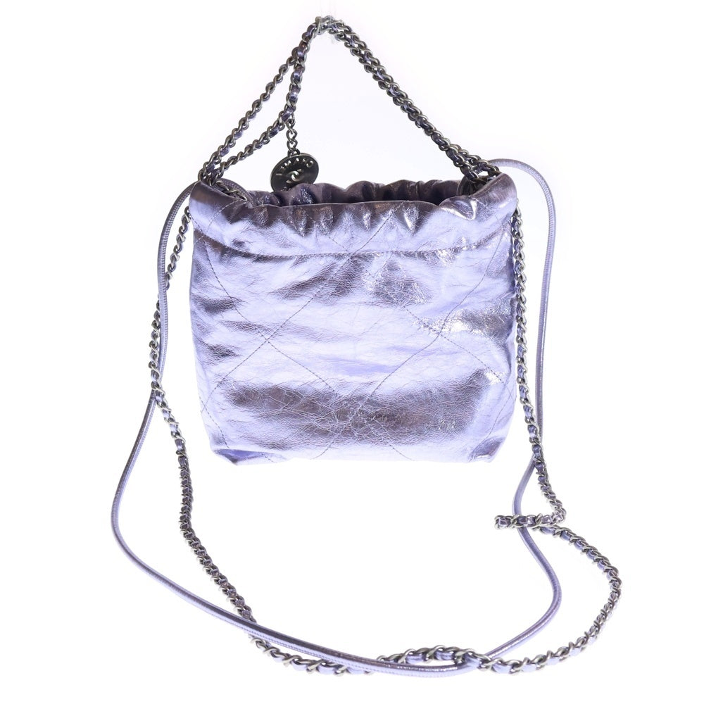 CHANEL(シャネル) シャネル22 ココマーク カーフスキン ミニチェーンショルダーバッグ パープル レディース