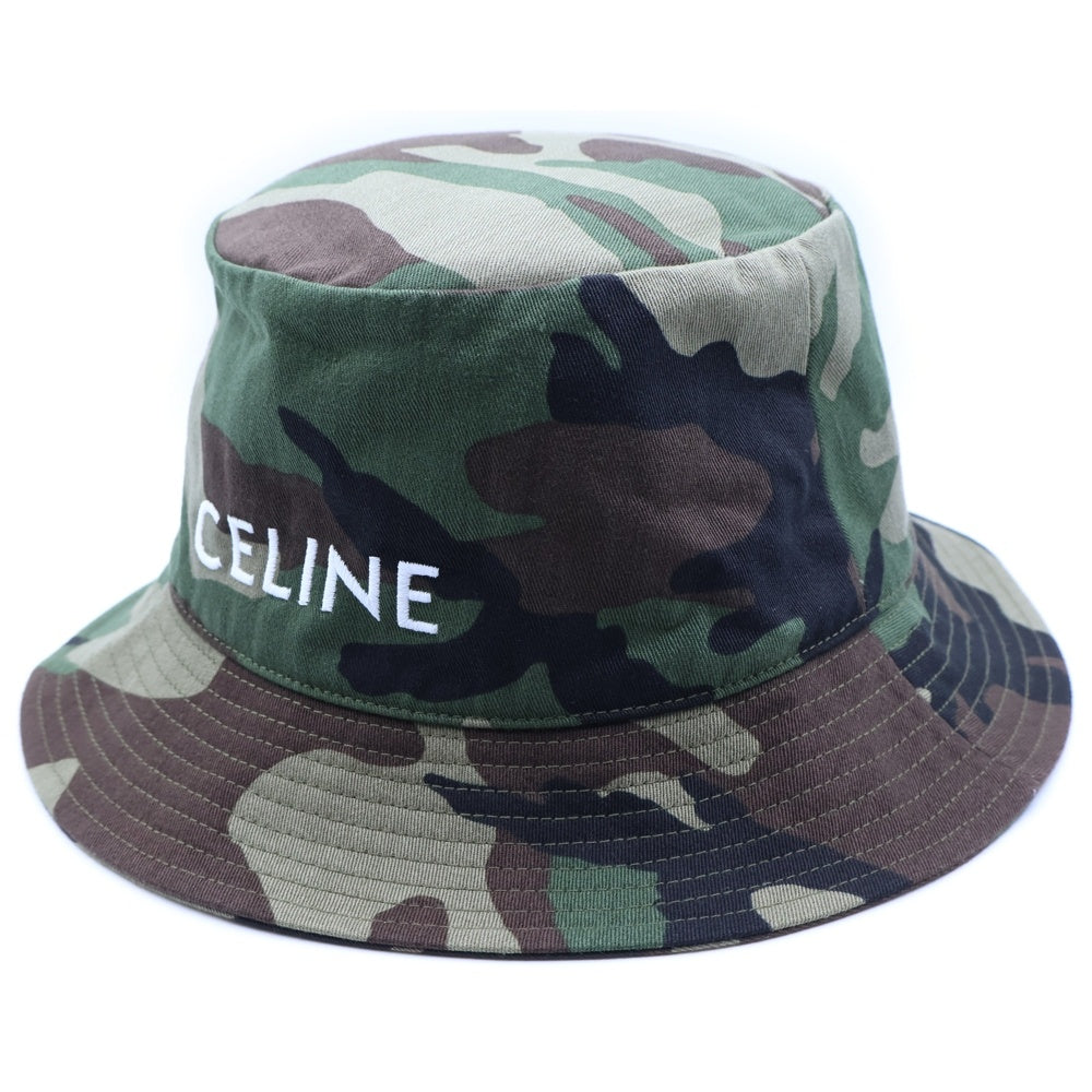 CELINE(セリーヌ) バケットハット 迷彩 カモフラージュ 帽子 グリーン キャンバス