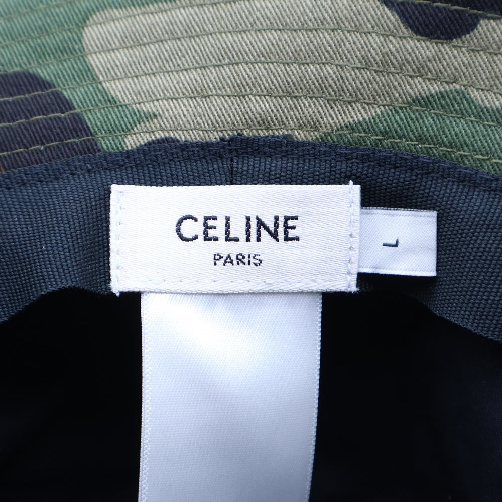 CELINE(セリーヌ) バケットハット 迷彩 カモフラージュ 帽子 グリーン キャンバス