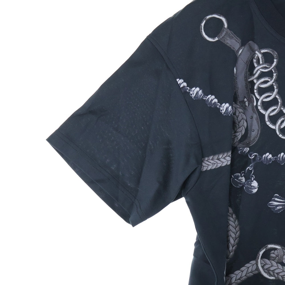 HERMES(エルメス) ツイルレーヌ チェーンプリント クルーネック 半袖Tシャツ カットソー ブラック