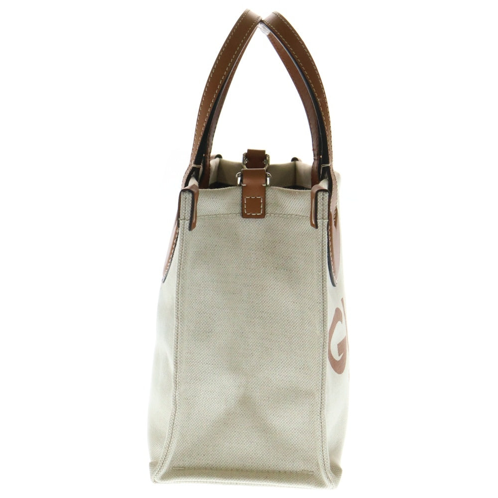 GUCCI(グッチ) トートバック ミディアム キャンバス×レザー アイボリー×ブラウン 2WAY ハンドバッグ ショルダーバッグ 772144