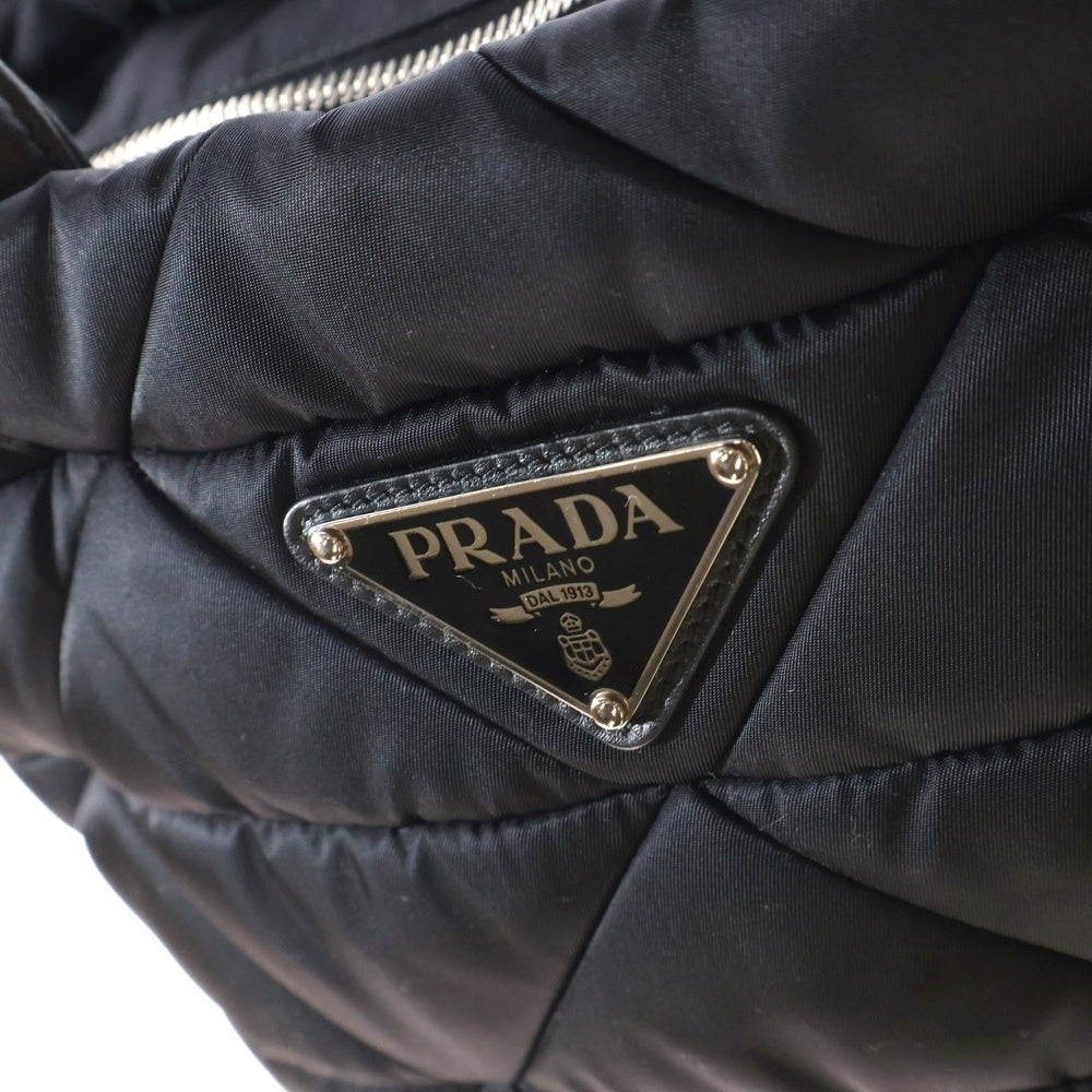PRADA(プラダ) ミニパデッド 2WAY ハンドバッグ ショルダーバッグ ナイロン×レザー ブラック 1BG436