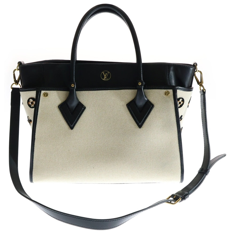 LOUIS VUITTON(ルイヴィトン) モノグラム オンマイサイドMM 2WAY レザー切替キャンバスハンドバッグ ショルダーバッグ ブラック/ベージュ レディース M59842