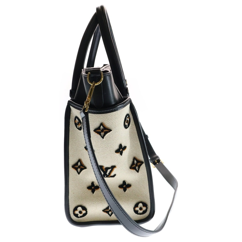 LOUIS VUITTON(ルイヴィトン) モノグラム オンマイサイドMM 2WAY レザー切替キャンバスハンドバッグ ショルダーバッグ ブラック/ベージュ レディース M59842