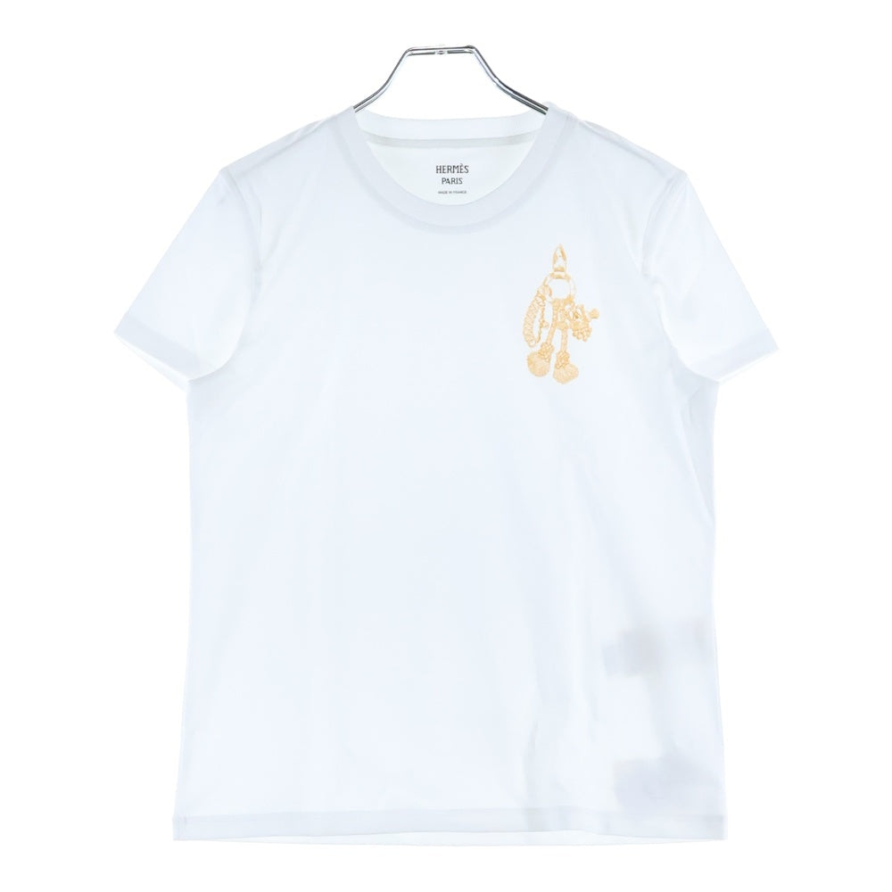 HERMES(エルメス) カルトゥッシュ 馬具 チェーンプリント クルーネック 半袖Tシャツ カットソー ホワイト