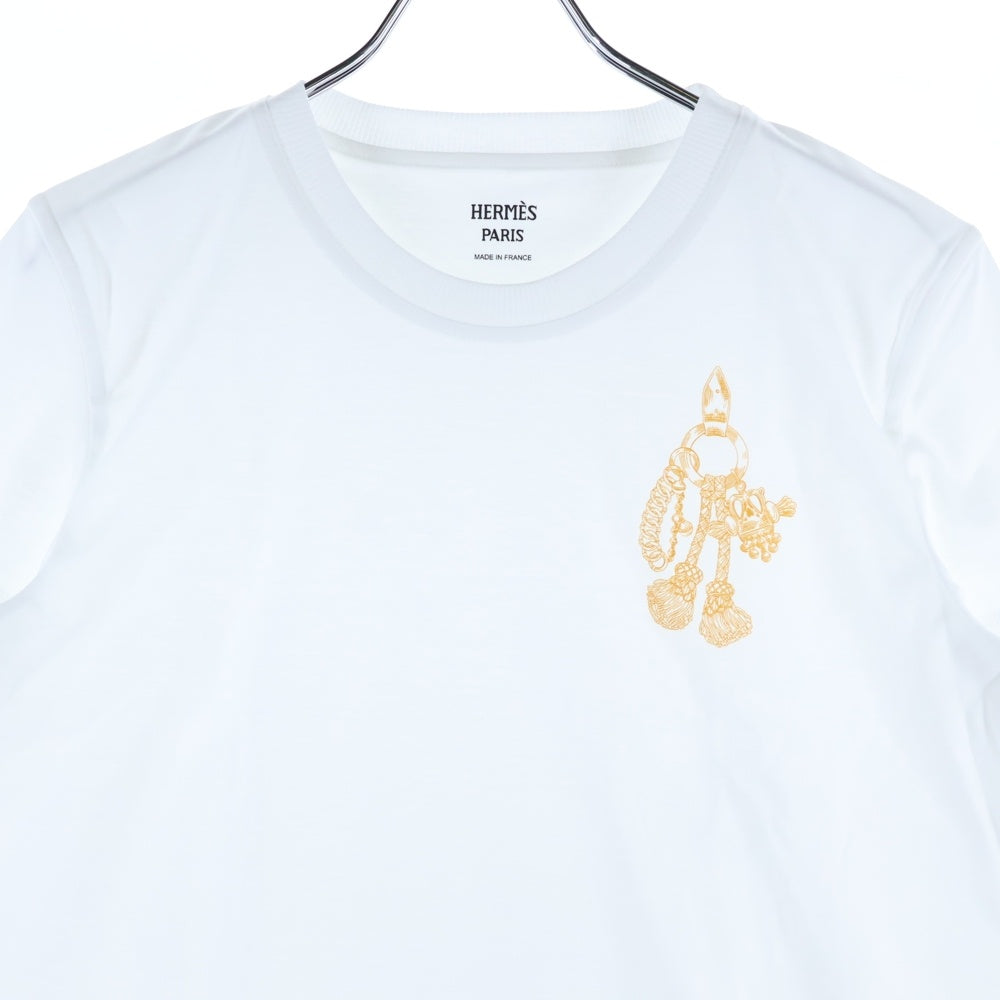 HERMES(エルメス) カルトゥッシュ 馬具 チェーンプリント クルーネック 半袖Tシャツ カットソー ホワイト