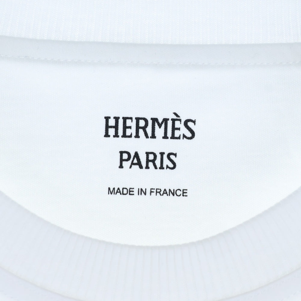 HERMES(エルメス) カルトゥッシュ 馬具 チェーンプリント クルーネック 半袖Tシャツ カットソー ホワイト