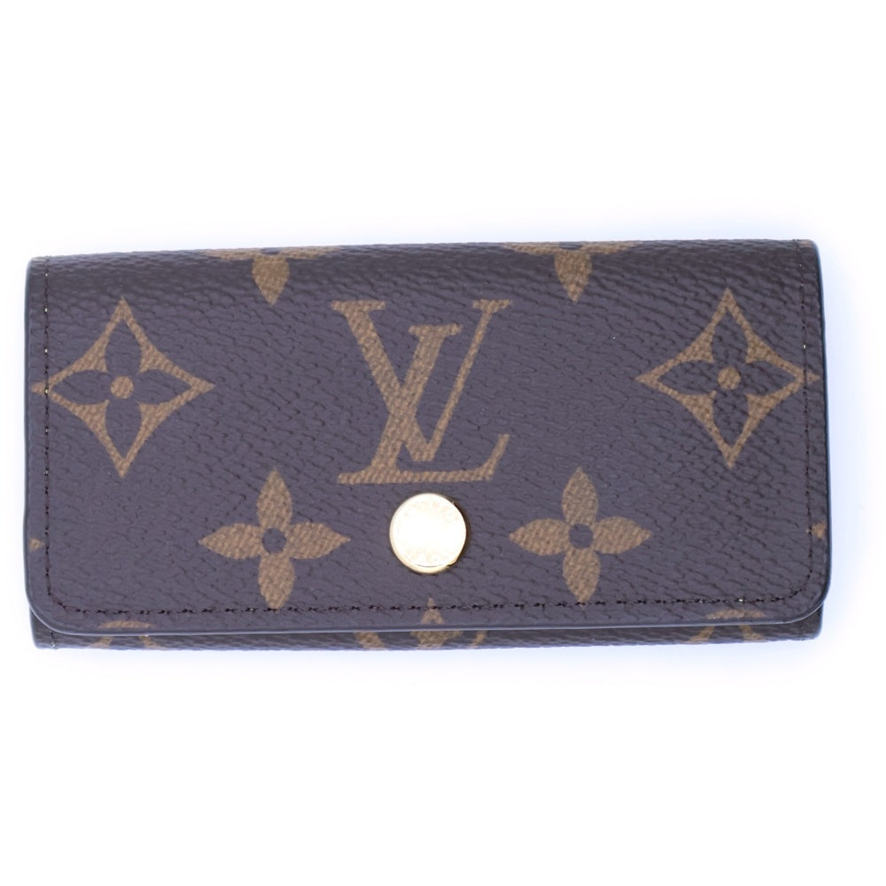 LOUIS VUITTON(ルイヴィトン) モノグラム ミュルティクレ 4 キーケース キーホルダー キーリング バッグチャーム ブラウン×ネオンイエロー PVC ゴールド金具 M25708