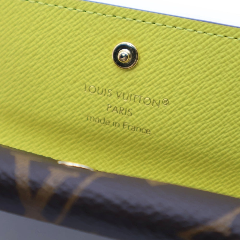 LOUIS VUITTON(ルイヴィトン) モノグラム ミュルティクレ 4 キーケース キーホルダー キーリング バッグチャーム ブラウン×ネオンイエロー PVC ゴールド金具 M25708