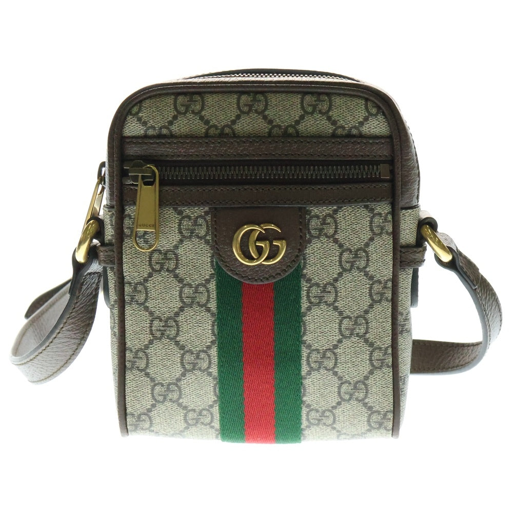 GUCCI(グッチ) オフィディア GGスプリーム ショルダーバッグ ミニバッグ ブラウン×ベージュ ゴールド金具 レザー×PVC 598127