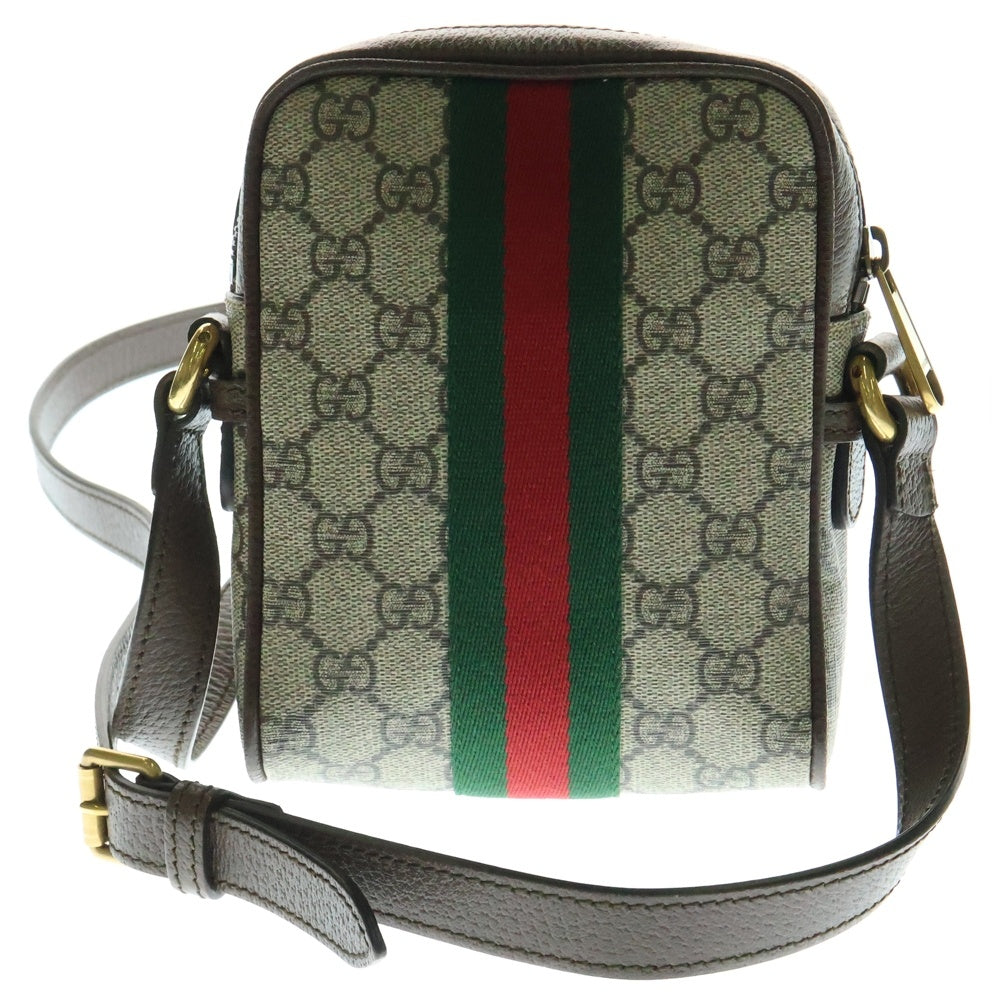 GUCCI(グッチ) オフィディア GGスプリーム ショルダーバッグ ミニバッグ ブラウン×ベージュ ゴールド金具 レザー×PVC 598127