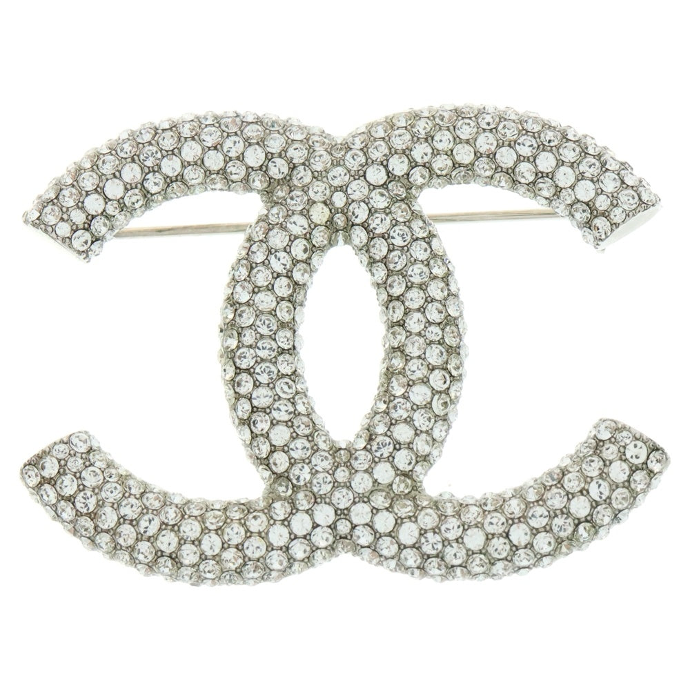 CHANEL(シャネル) ココマーク ラインストーン ブローチ バッジ シルバー B18S