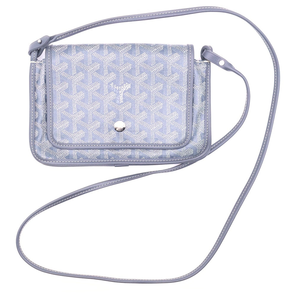 GOYARD(ゴヤール) プリュメ PVCコーティングキャンバス レザー ポーチ ウォレット ショルダーバッグ ポシェット シルバー金具 グレー