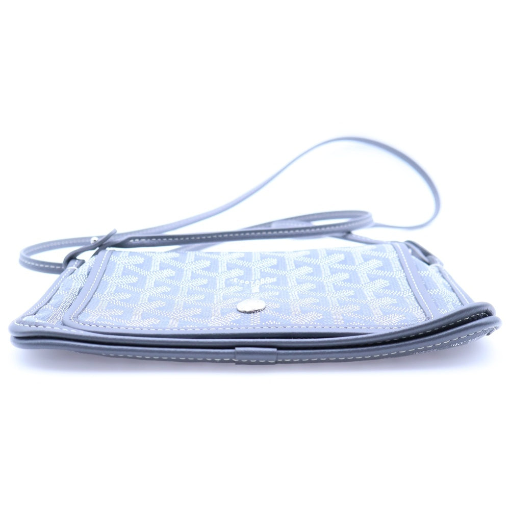 GOYARD(ゴヤール) プリュメ PVCコーティングキャンバス レザー ポーチ ウォレット ショルダーバッグ ポシェット シルバー金具 グレー