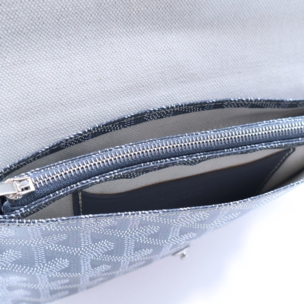 GOYARD(ゴヤール) プリュメ PVCコーティングキャンバス レザー ポーチ ウォレット ショルダーバッグ ポシェット シルバー金具 グレー