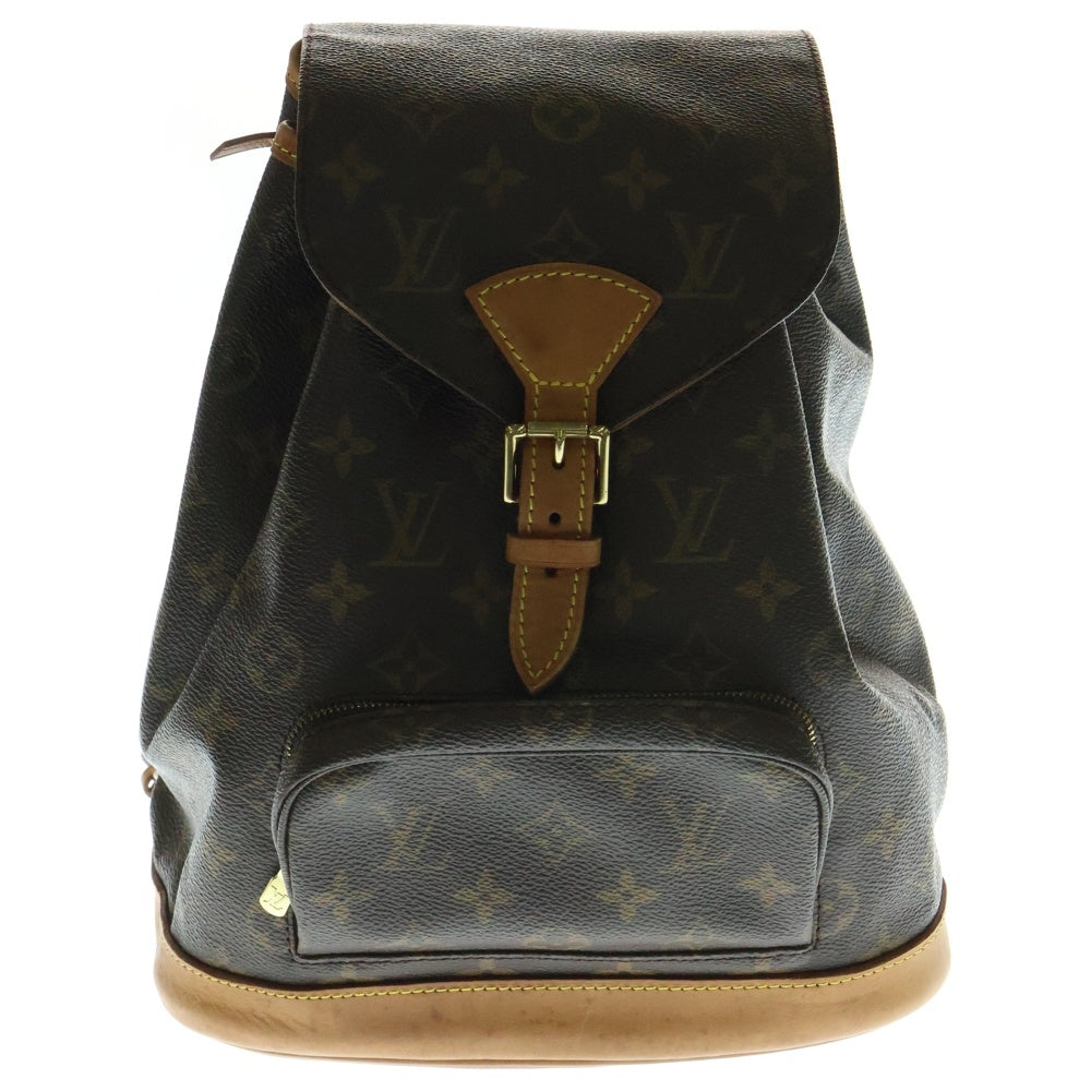 LOUIS VUITTON(ルイヴィトン) モノグラム モンスリMM リュックサック バックパック ブラウン ゴールド金具 レザー×PVC M51136