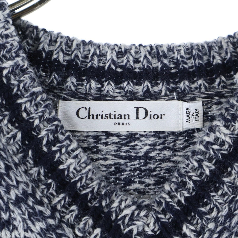 Christian Dior(クリスチャンディオール) Vネック カシミヤ混 ウール バックロゴ ニットベスト ネイビー 054T01AM303