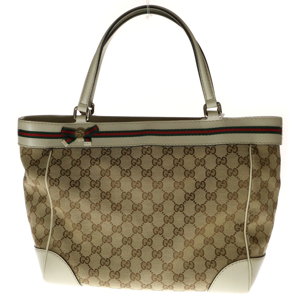 GUCCI(グッチ) GGキャンバス トートバッグ ハンドバッグ ゴールド金具 ベージュ×ブラウン キャンバス 257061
