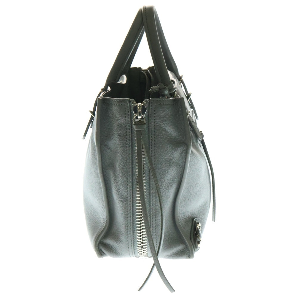 BALENCIAGA(バレンシアガ) ペーパーミニ 2WAYハンドバッグ ショルダーバッグ トートバック グレー レザー シルバー金具 370926