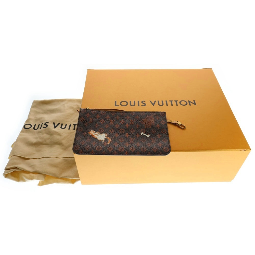 LOUIS VUITTON(ルイヴィトン) キャットグラム ネヴァーフルMM ポーチ付レザートートバッグ ブラウン/オレンジ レディース M44441