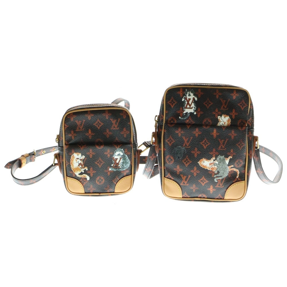 LOUIS VUITTON(ルイヴィトン) キャットグラム パナムセット レザーショルダーバッグ ブラック/オレンジ M44399