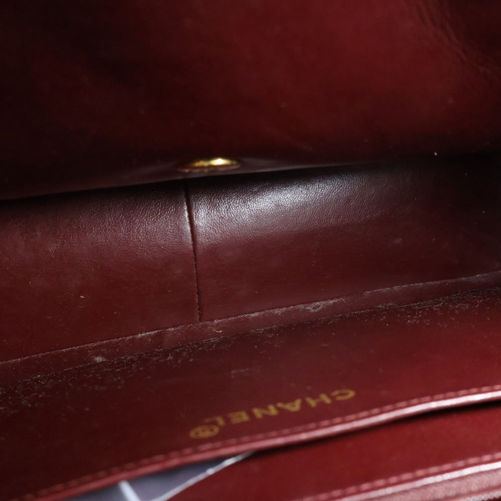 CHANEL(シャネル) デカマトラッセ30 ラムスキン レザー ココマーク シングルフラップ ダブルチェーン ショルダーバッグ ゴールド金具 ブラック 3番台