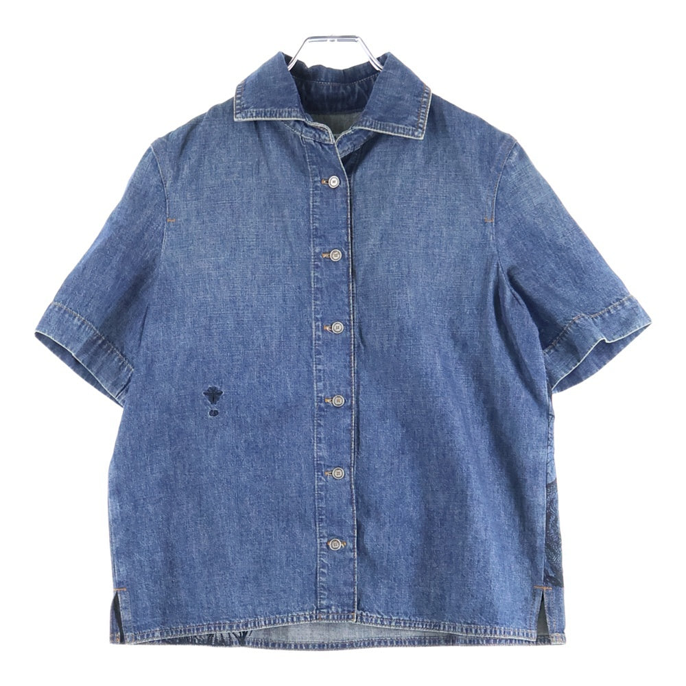 Christian Dior(クリスチャンディオール) BEE タイガー刺繍プリント 半袖デニムシャツ ブルー 252J26Y3584