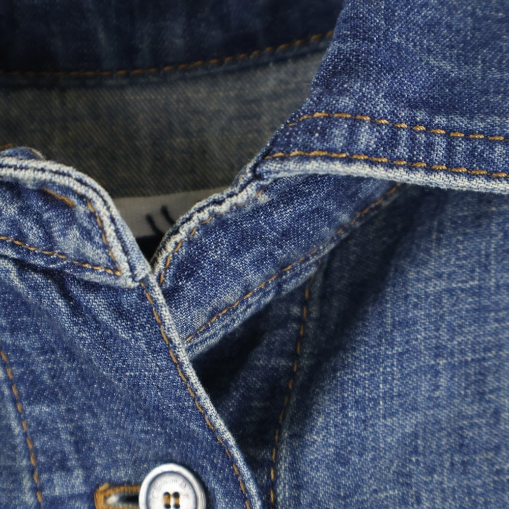 Christian Dior(クリスチャンディオール) BEE タイガー刺繍プリント 半袖デニムシャツ ブルー 252J26Y3584