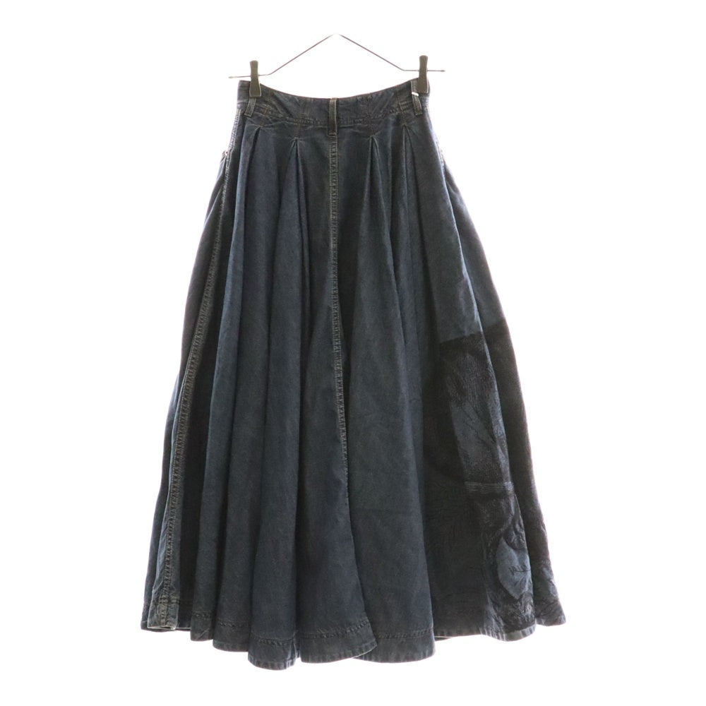 Christian Dior(クリスチャンディオール) BEE タイガー刺繍プリント タック入デニムロングスカート ブルー 252J27Y3584